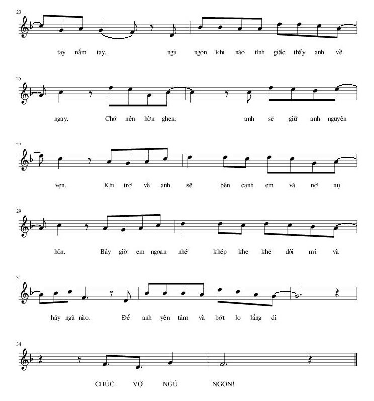 Sheet nhạc Chúc Vợ Ngủ Ngon 2